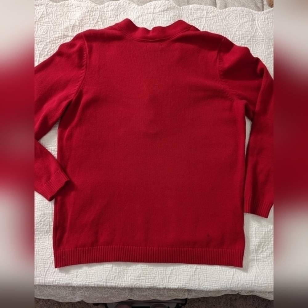 Charter Club Red Women's Sweater V Neck  Gold Grommet And Clasp Closures Size XL - Picture 5 of 9
